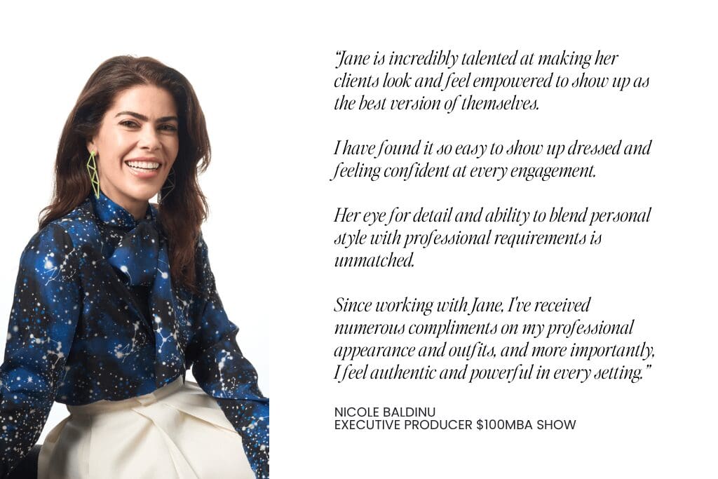 Client Testimonial from VIP Client for Jane Mow Image Consultant Personal Brand Stylist